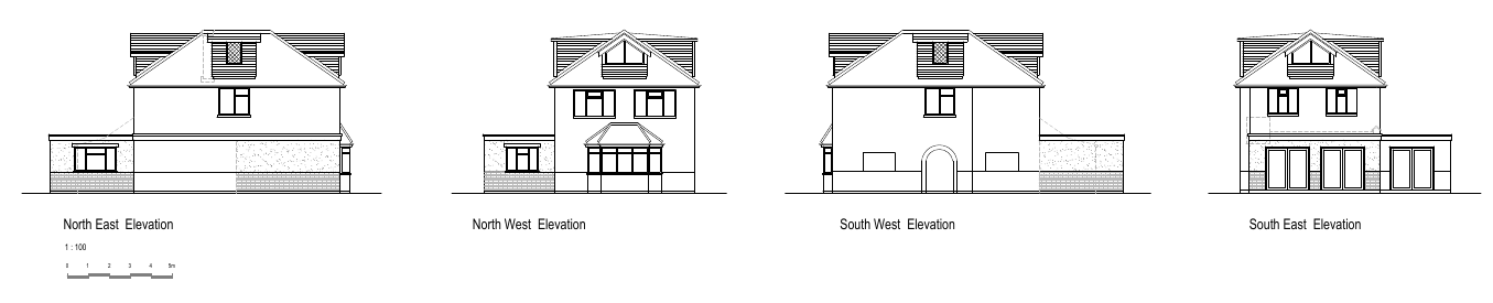 Architectural elevations for the 92 Wimborne Road HMO scheme, without title details