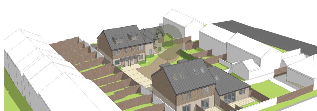 Architect's three-dimensional view of a six-home Bournemouth scheme